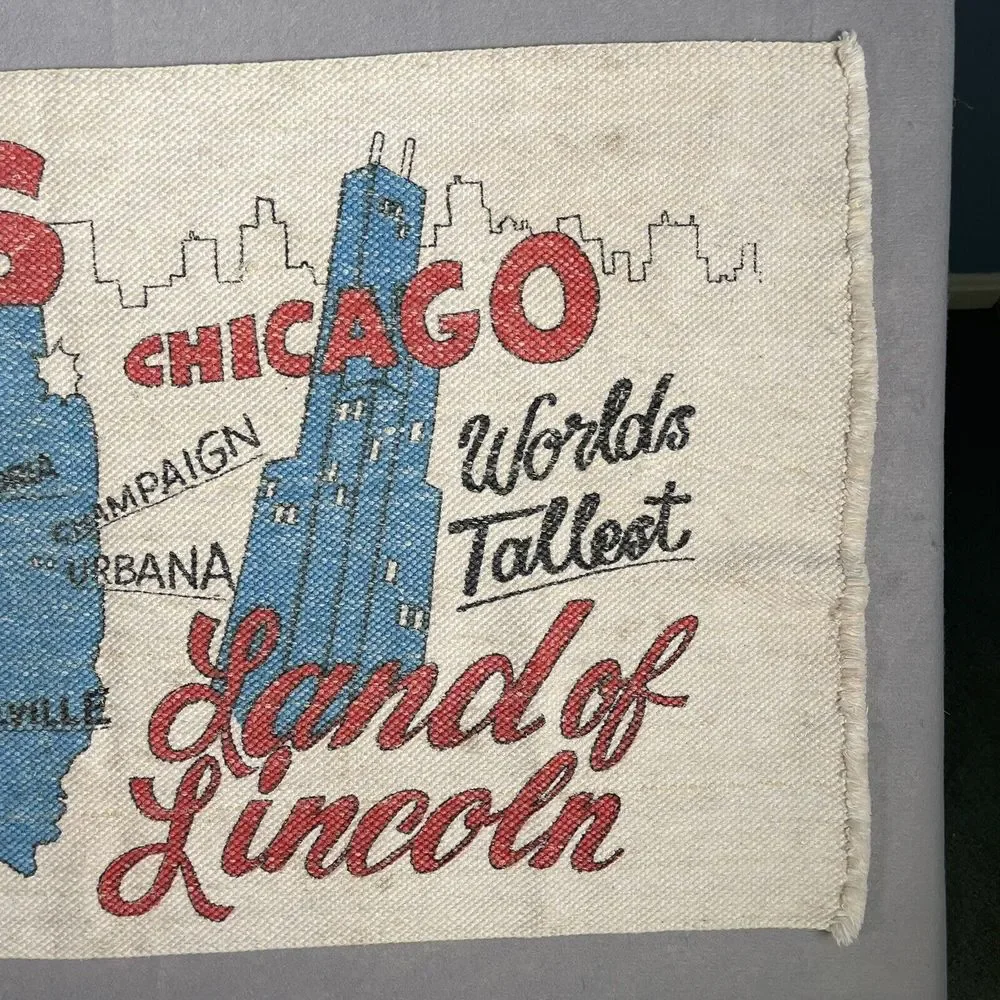 Illinois Burlap Canvas Tapestry Banner Table Square 42in‎ X 24in
